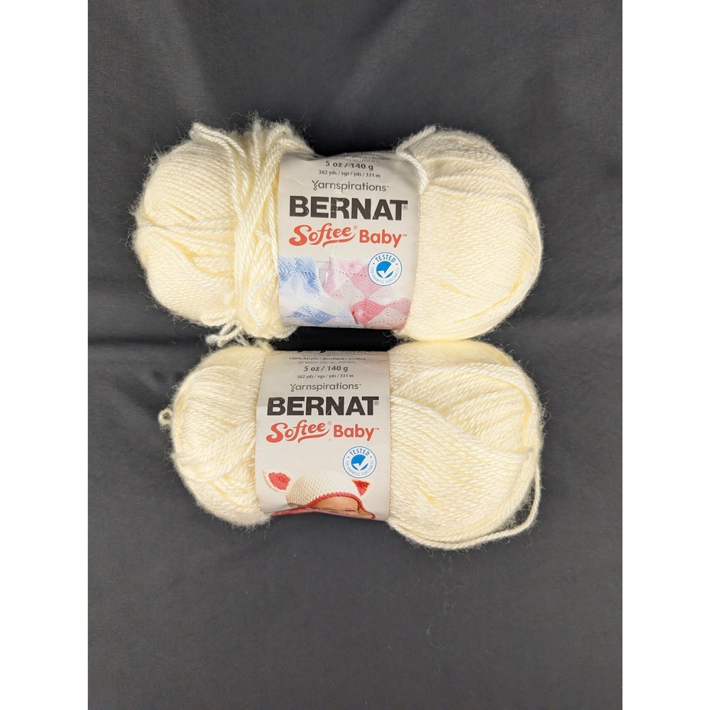 Bernat Softee Baby Yarn Antique White Acrylic 5oz lot of 2